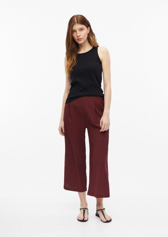 s.Oliver Culottes met elastische tailleband Lang Effen Bordeaux 38
