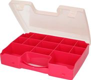 PLASTICFORTE Opbergkoffertje - 13-vaks - roze - 27,5 x 20,5 x 3 cm