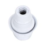 Lamphouder E14 van wit bakeliet, zelfborgend en halve schroefdraad. Ideaal voor uw verlichtingsprojecten, robuust en functioneel, brengt stijl en veiligheid in uw kamers.