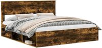vidaXL Bedframe gerookt eiken, 200 x 200 cm, massief grenen