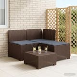 vidaXL 3-Zits Tuinbank met Kussens Rattan Look PP Bruin