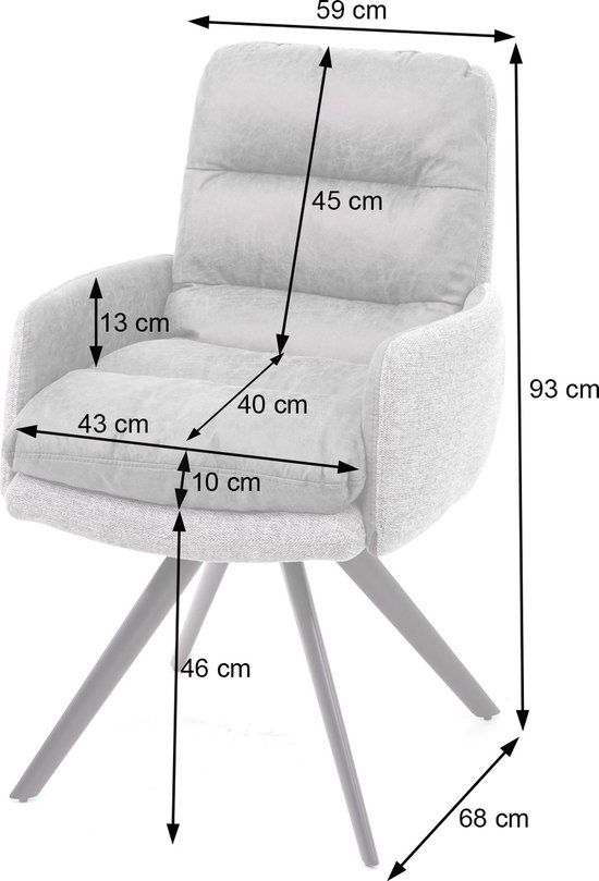 MCW-G66 Eetkamerstoel - Lichtgrijs-grijs - Stof - Zithoogte 46 cm