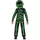 Amscan - Kinderkostuum, oplichtend skelet, voor jongens en meisjes, glow in the dark stick, full-body kostuum, carnaval, themafeest, Halloween