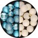 Decoris petites boules de Noël - 28x pièces - laine blanc et bleu glacier - 3 cm - plastique