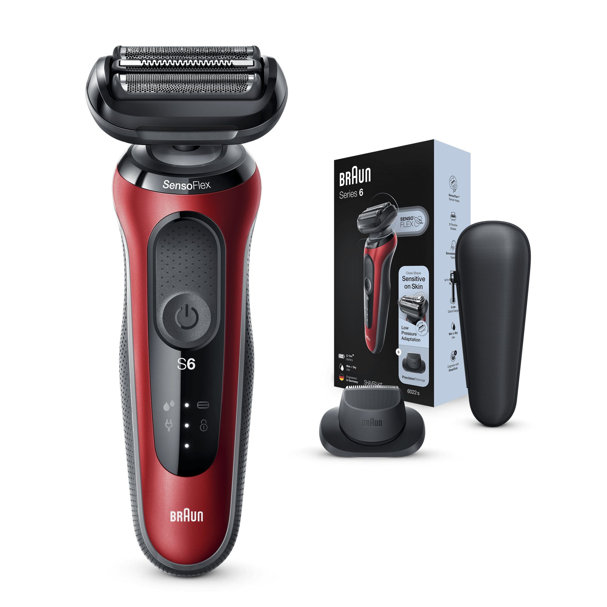 Braun Series 6 60-R1200s Elektrisch Scheerapparaat Met Precisietrimmer, Rood