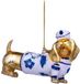 Vondels Ornament glass gold/Delft blue dog H9cm w/box