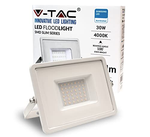 V-tac Led-koplamp voor buiten, wit, IP65, chip, Samsung, 30 W, kleur van het licht, natuurlijk wit