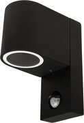 MC-Shine McShine OVAL-A - Design - Buiten Wandlamp - IP44 - Met PIR bewegingssensor -Zwart - 1x GU10