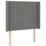VidaXL Hoofdbord met randen Donkergrijs 103x16x118/128 cm Stof