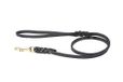 JULIUS K-9 gevlochten lederen riem met handvat, 10 mm x 1 m met messing karabijnhaak