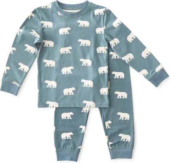 Little Label Pyjama Jongens - Maat 110-116 - Blauw, Wit - Zachte BIO Katoen