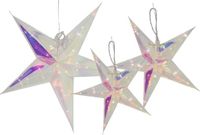 Svenska Living Étoiles de Noël lumineuses - 3x - 26, 34 et 53 cm - Argent - Irisé - Batterie