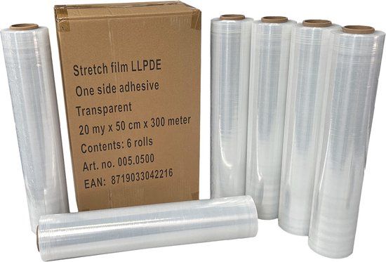 Kortpack Handwikkelfolie - 20my x 50cm x 300mtr - 6 Rollen