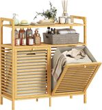 Homcom Wasmandkast 82x33x88cm Bamboe Natuurlijk Hout