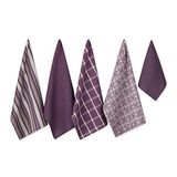 DII Assortiment geweven keukenset, vaatdoek, 18x28, vaatdoek, 13x13, aubergine, 5-delig