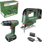 Bosch accuboormachine met klopfunctie + decoupeerzaag 18V (2 accu’s)