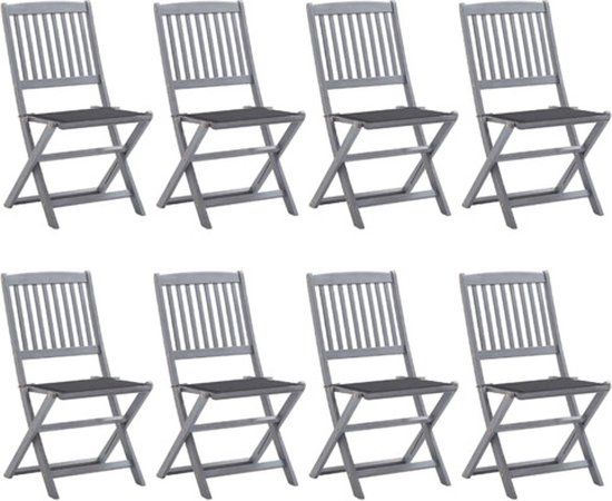 vidaXL Tuinstoelen 8 st inklapbaar met kussens massief acaciahout
