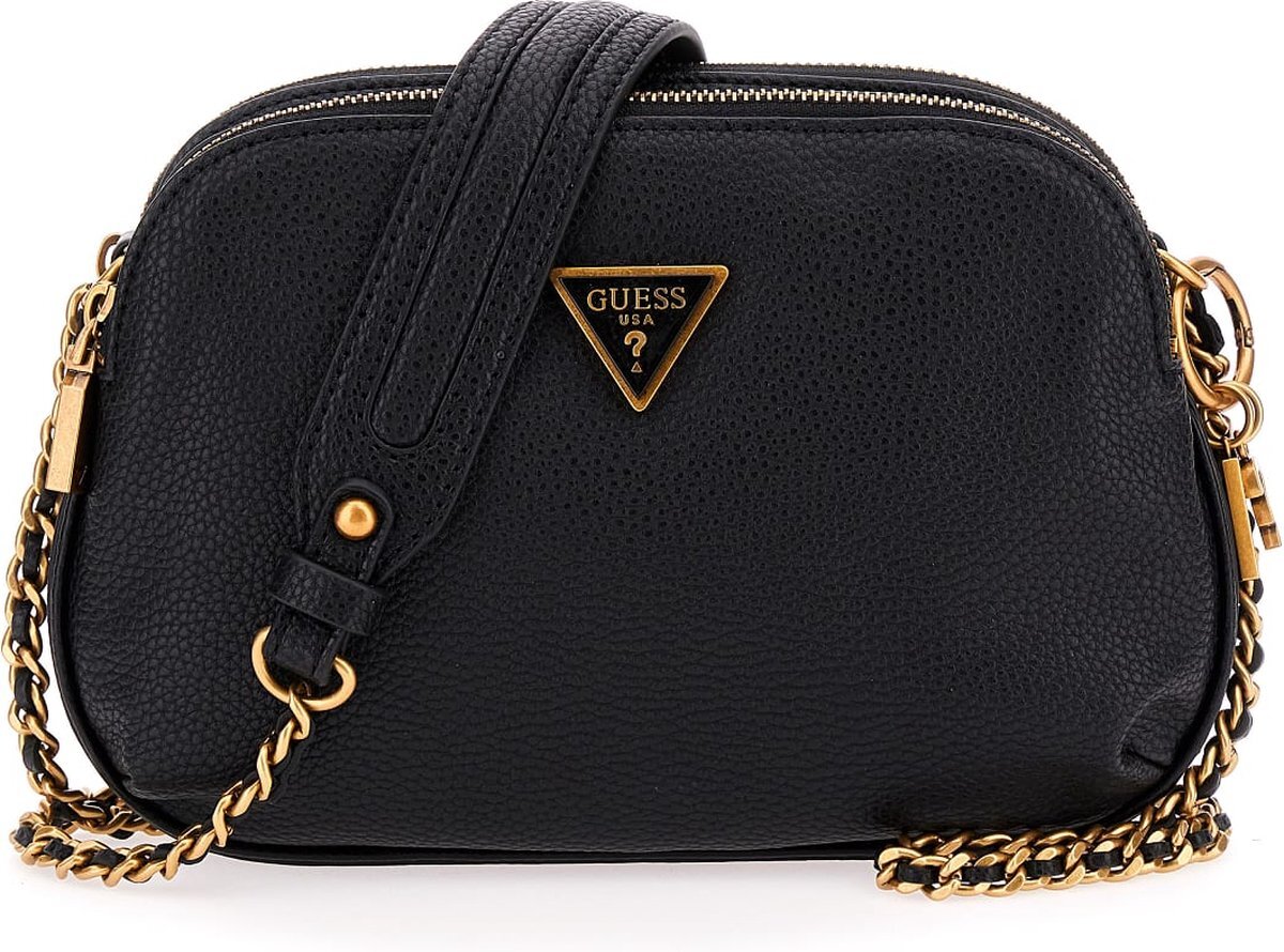 Guess Becci Double Zip Crossbody Dames Tas - Zwart