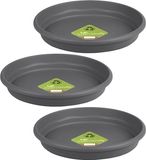 Hega Hogar Opvangschaal/onderschaal voor bloempot/plantenpot - 3x - Flori - lichtgrijs - Dia 29 cm