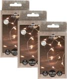 Anna's Collection Draadverlichting - 3x - 100 led lampjes - warm wit - zilver draad - 500 cm
