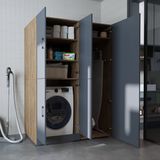 Roomart DORA-II Meuble lave-linge 130x186 cm - Chêne anthracite