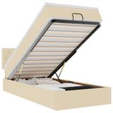 VidaXL Ottoman Bed with Mattress and LEDs 120x200cm Fabric Cream