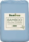 Bambaw 2x Taies d'oreiller en bambou - Taie d'oreiller 65x65 cm - Linge de lit de luxe en bambou - Taie d'oreiller hypoallergénique - Bleu clair