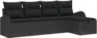 vidaXL Tuinbank Set 5-delig Zwart Polyrotan