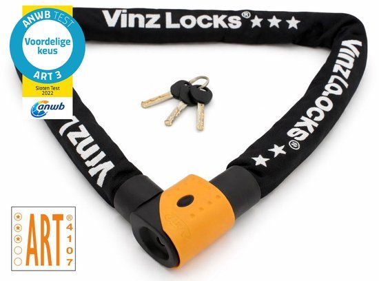 VINZ Jannu ART 3 Kettingslot - 100 cm - Zwart