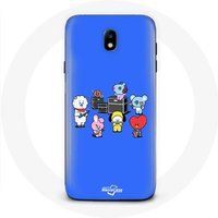 Maniacase Hoesje voor Samsung Galaxy S4 BTS BT21 Tata Chimmy Cooky Rj Koya Shooky Et Mang Play Music Blue Background