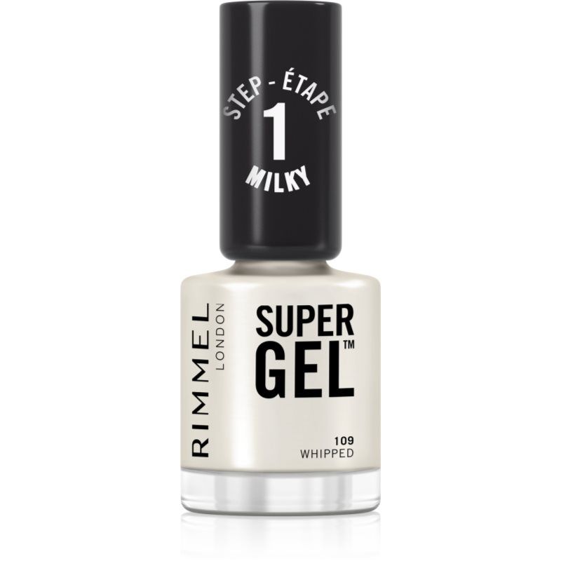 Rimmel Super Gel, 109 Whipped, langhoudende nagellak, melkachtige afwerking, eenvoudig aan te brengen, manicure met geleffect, splinterbestendig, schone formule, 12 ml