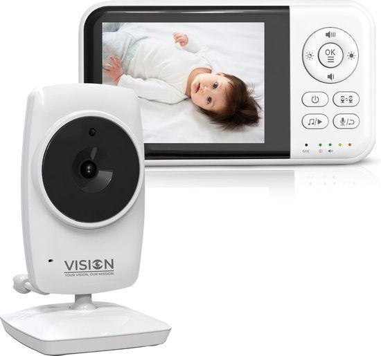 Vision Babyfoon met Camera - Uitbreidbaar - Baby Monitor - 3.2 inch LCD - 4 Slaapliedjes - Nachtvisie