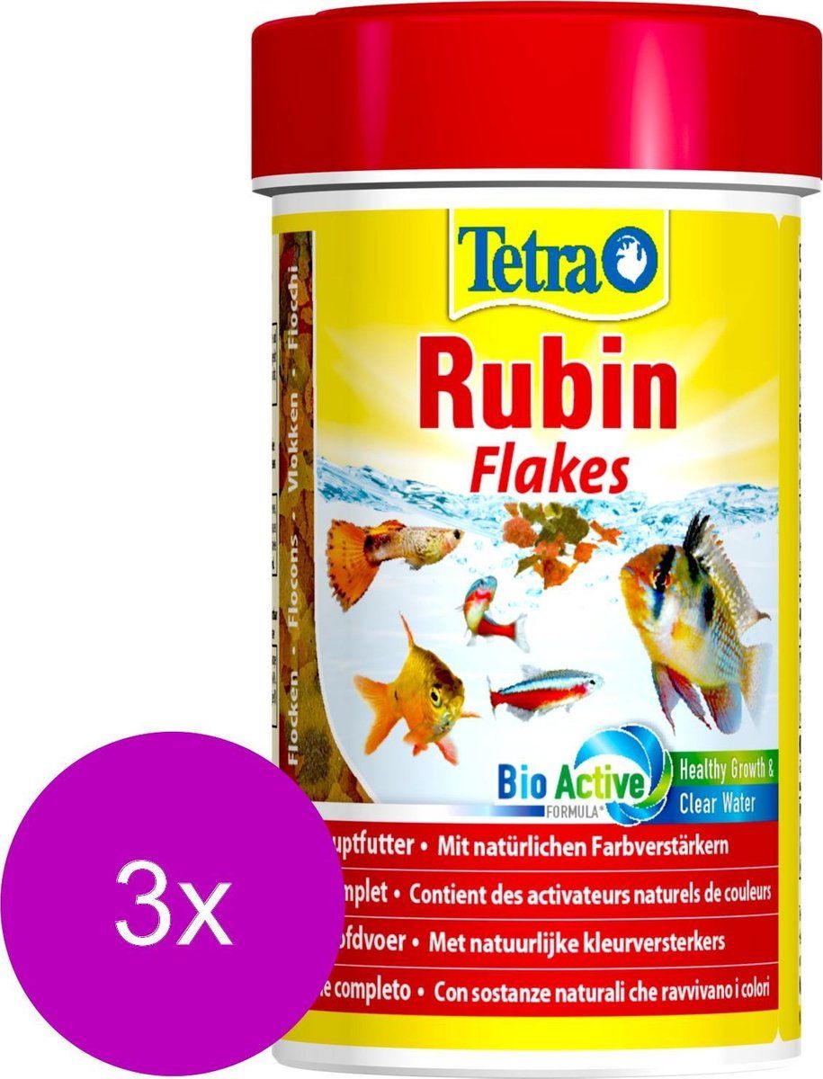 Tetra Rubin Visvoer Vlokken - Vissenvoer - 3 x 100 ml