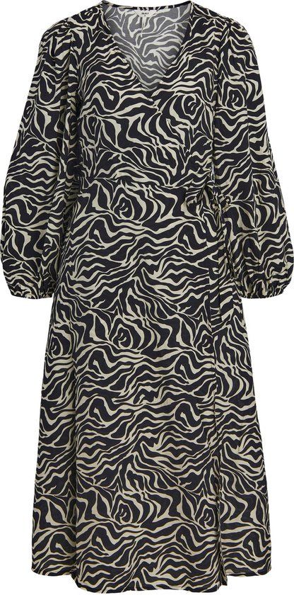 Object Objleonora L/s Wrap Midi Dress - Zwart - Maat 36