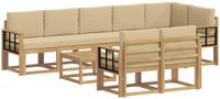 vidaXL Buiten bankenset 9-delig Wit en Beige Polyester