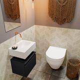 MONDIAZ ANDOR Toiletmeubel - 40x30x30cm - 0 kraangaten - 1 lades - urban mat - wasbak rechts - Solid surface - Wit