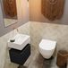 MONDIAZ ANDOR Toiletmeubel - 40x30x30cm - 0 kraangaten - 1 lades - urban mat - wasbak rechts - Solid surface - Wit