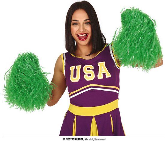 Fiestas Guirca Pom-pom set groen - Accessoireset voor kinderen - Carnaval/Themafeest