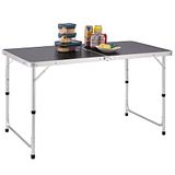 BAKAJI Campingtafel picknick grijs met verstelbare hoogte, frame van aluminium, inklapbaar systeem met draaggreep, ideaal voor tuin en buiten, 60 x 120 x 70 cm