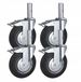 Vortech - Jeu de roues d'échafaudage 4 pièces - Ø 200 mm - Avec frein - Broche Ø 35 mm - Caoutchouc plein - Capacité de charge 600 kg