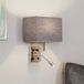 Nowodvorski Lighting Wandlamp Hotel met flexibele arm en textiel kap, grijs