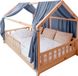 LILIMAUS Lit cabane ciel de lit - ciel de lit pour lit cabane - 67,5 x 270 cm - mousseline de coton - bleu