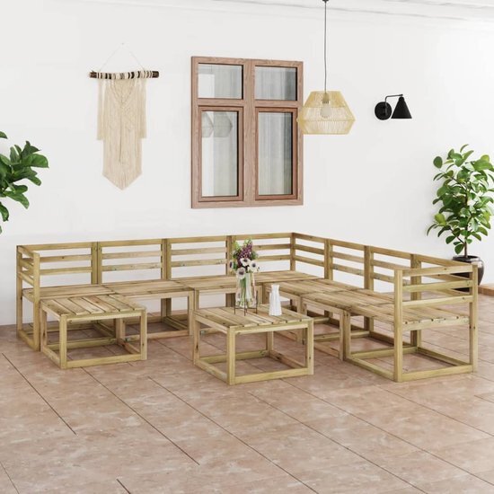 The Living Store Loungeset Pallet - 64 x 64 x 70 cm - Grenenhout