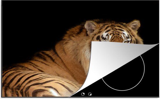 KitchenYeah® Inductie beschermer 77x51 cm - Tijger - Gapen - Zwart - Inductiebeschermer - Inductiemat - Inductieplaat mat