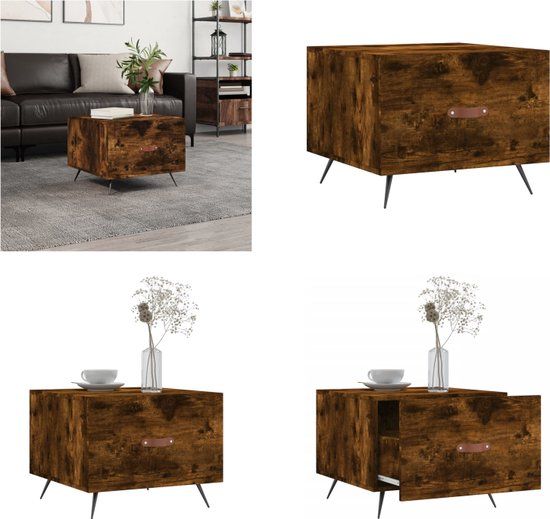 vidaXL Salontafel 50x50x40 cm bewerkt hout gerookt eikenkleurig