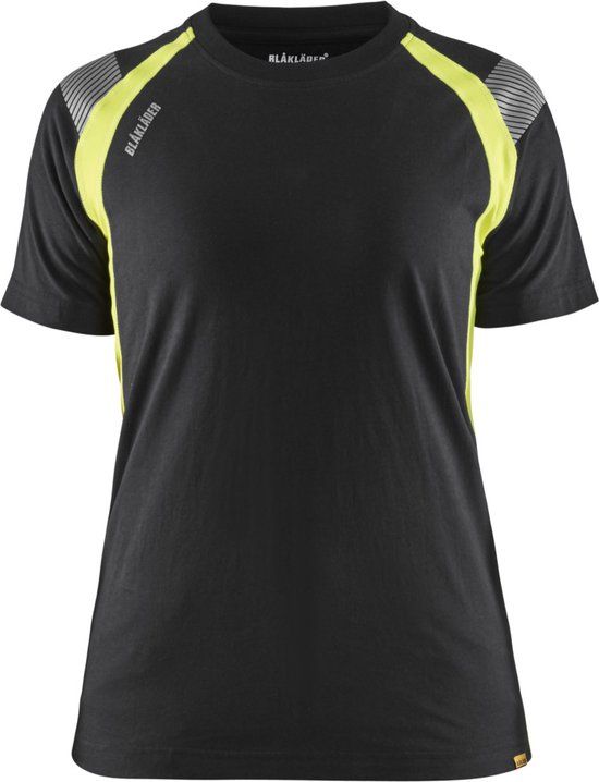 Blåkläder 3402-1030 Dames T-shirt Visible - Zwart/High Vis Geel - M