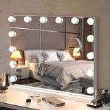 Bayt Hollywood Spiegel met verlichting - Make Up Spiegel met Verlichting - Spiegel Met Verlichting - Dimbaar - 10x Vergroting - 50x40cm - Wit