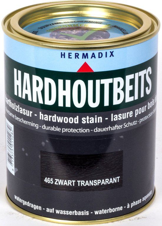 Hermadix Hardhout Beits - 0,75 liter - Zwart Transparant