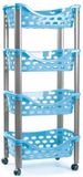 Plasticforte Trolley - keukentrolley op wieltjes - 4-laags - turquoise - kunststof - 40 x 88 cm