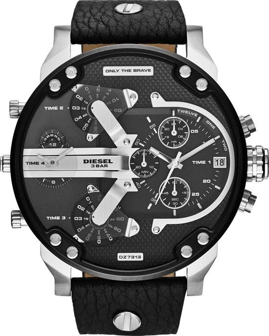 Diesel Mr. Daddy 2.0 DZ7313 Heren Horloge - Zwart Leer - 57 mm